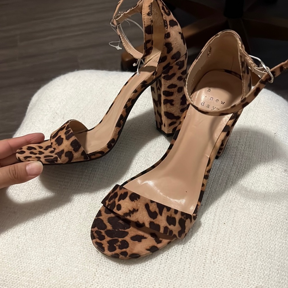 Cheetah print block heels new